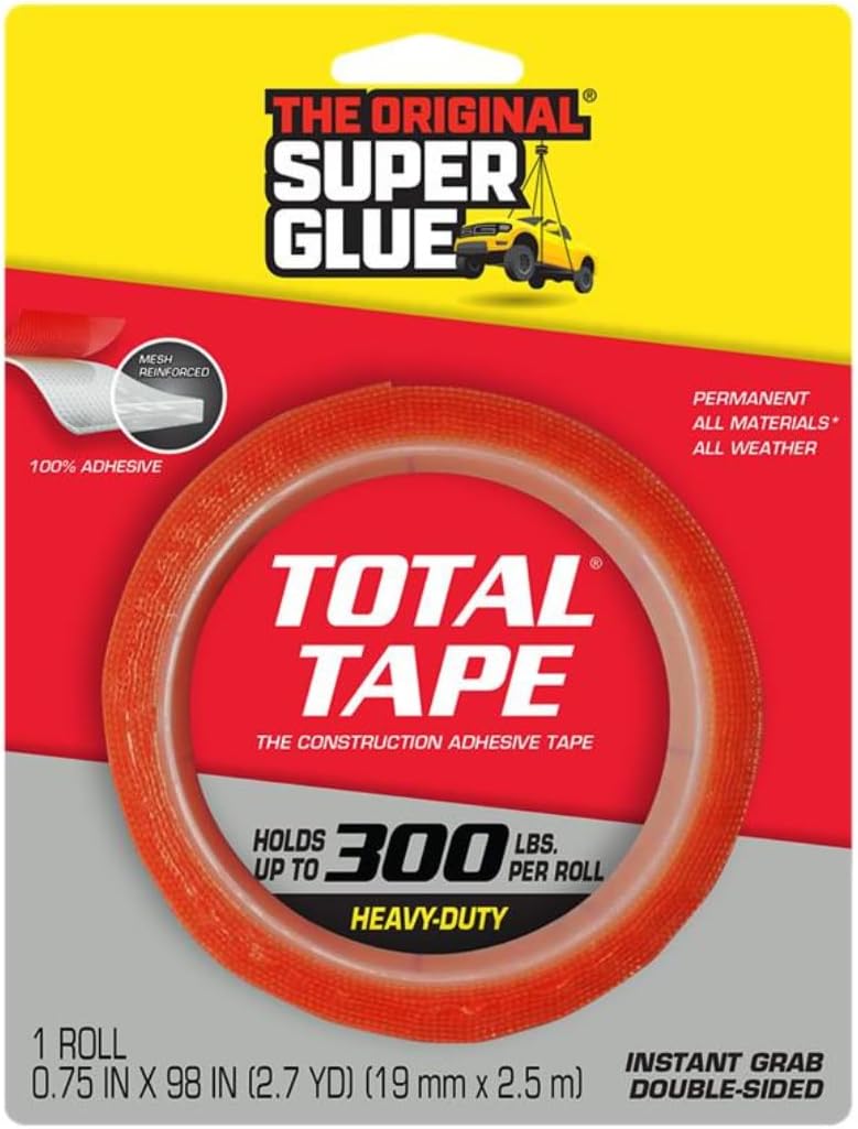 Super Glue, Total Tape Roll, Strong Indoor & Outdoor Construction Adhesive, Holds 300 lbs. per Roll, Permanent
