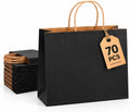 Large Kraft Paper Bags with Handles Bulk for Shopping,70 Pack,Black