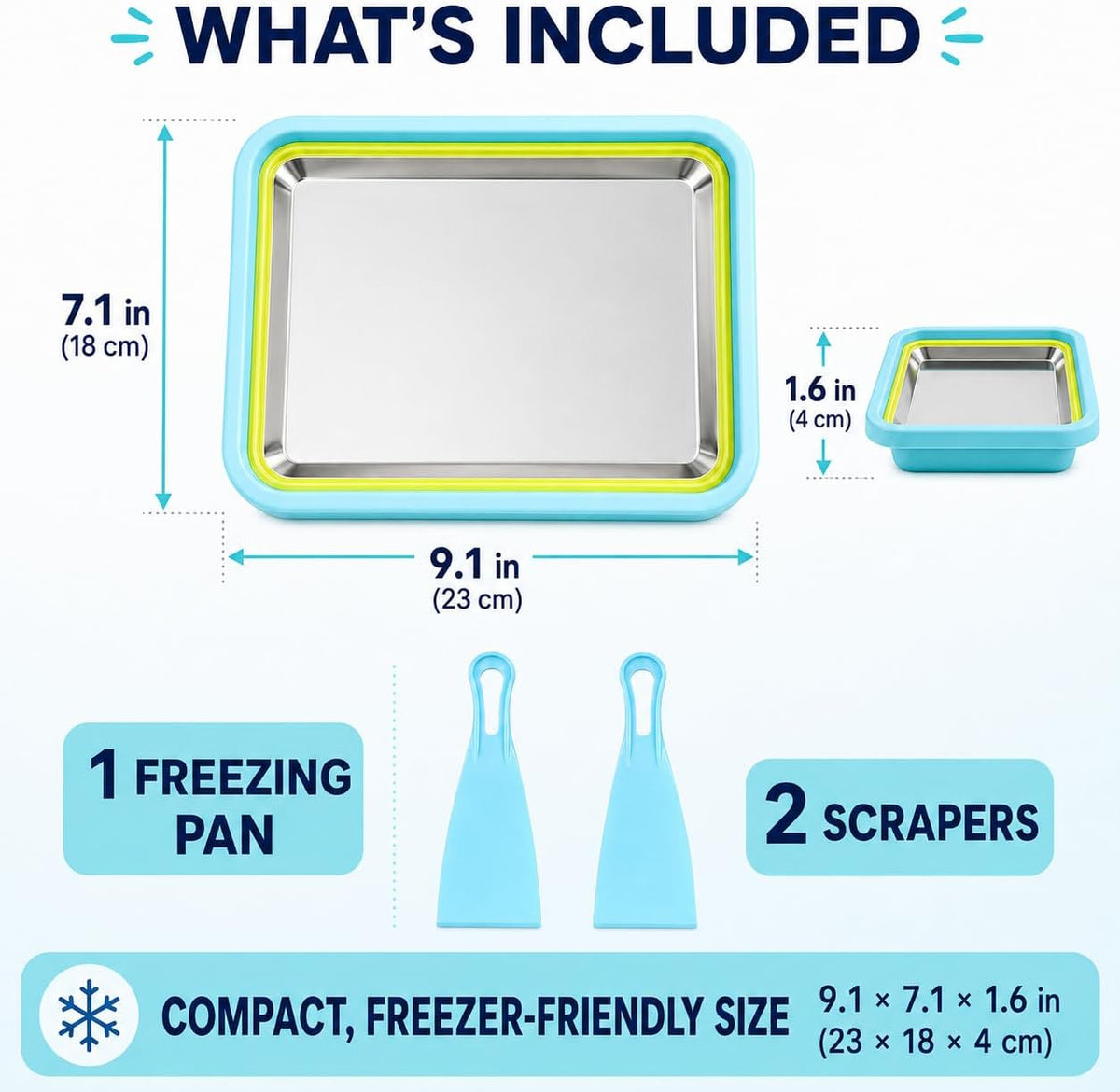 Rolled Ice Cream Maker Kit, Stainless Steel Freezing Pan with 2 Spatulas, No Electricity Required