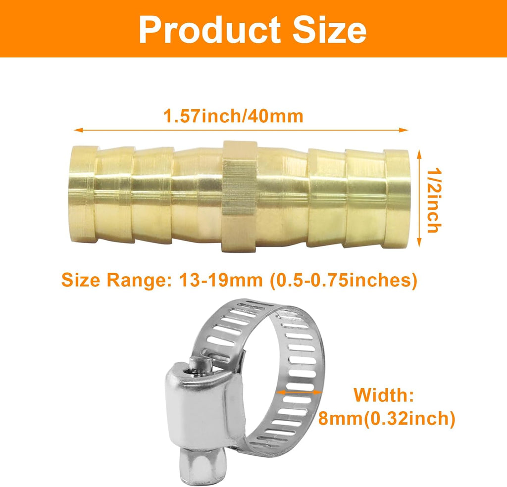 2 Pcs 1/2" Brass Barb Fittings