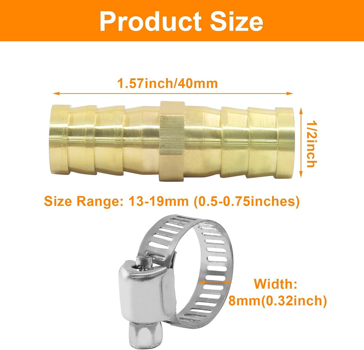 2 Pcs 1/2" Brass Barb Fittings
