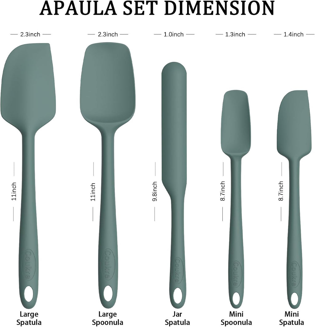 Silicone Spatula Set of 5,High Temperature Resistant, Food Grade Silicone, Dishwasher Safe, for Baking, Cooking (Pure