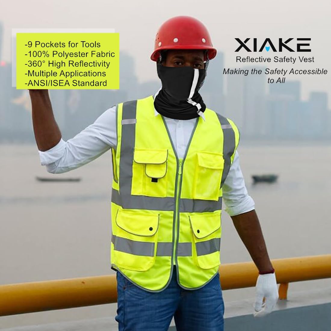 9 Pockets Class 2 High Visibility Reflective Safety Vest for Men Women,Meets ANSI/ISEA Standard