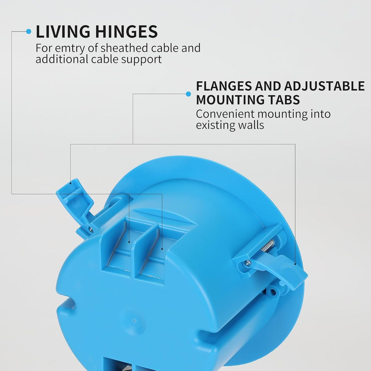 1 Gang PVC Round Ceiling Electrical Box,1 Pack | Old Work, 4.25" Dia with Grounding Strap and Screw,18 Cubic Inch