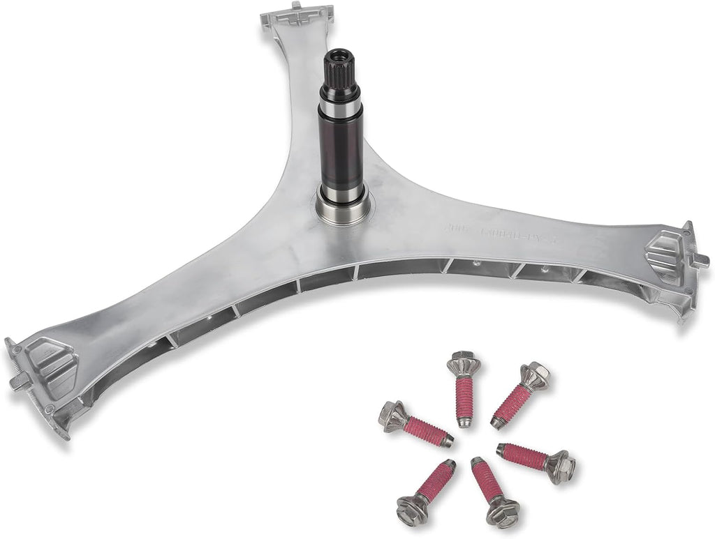 DC97-17004B Washer Flange Shaft Assembly with 6-Pack DC60-40137A Spider Hex Bolts - Compatible with Samsung Washing Machines - Replaces DC97-17004A/C/D/E, AP5800144, 4000061, PS8764285