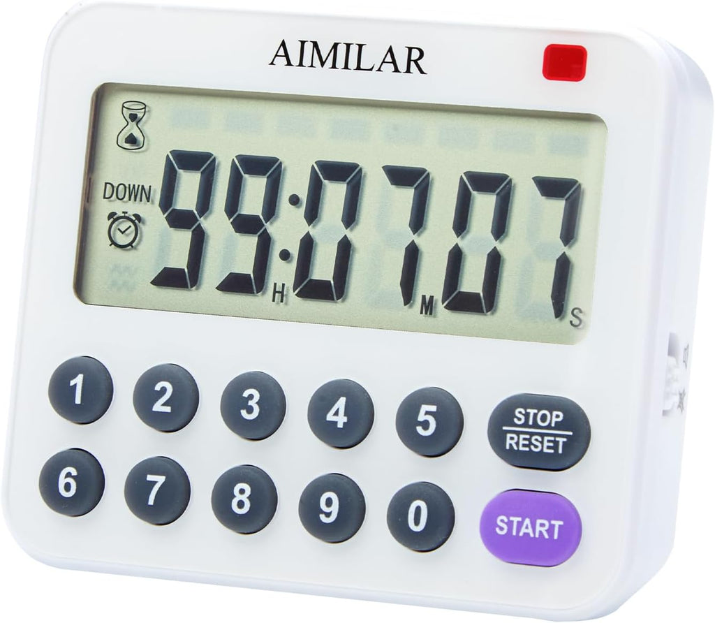 Magnetic Digital Kitchen Timer with Direct Numerical Keypad, Loud Alarm - 99Hr Countdown Count Up Timer for Cooking