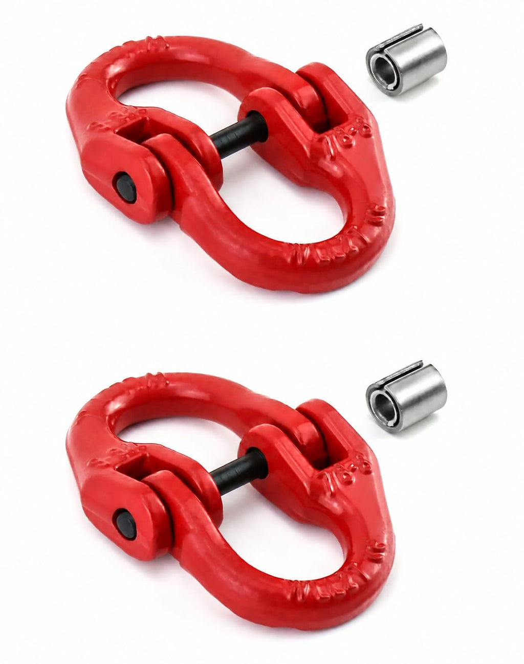 QWORK G80 Alloy Steel Hammerlock Coupling Link Connecting Link, 5/16", 2 Pack, Red Painted, 4400 lbs Load Limit