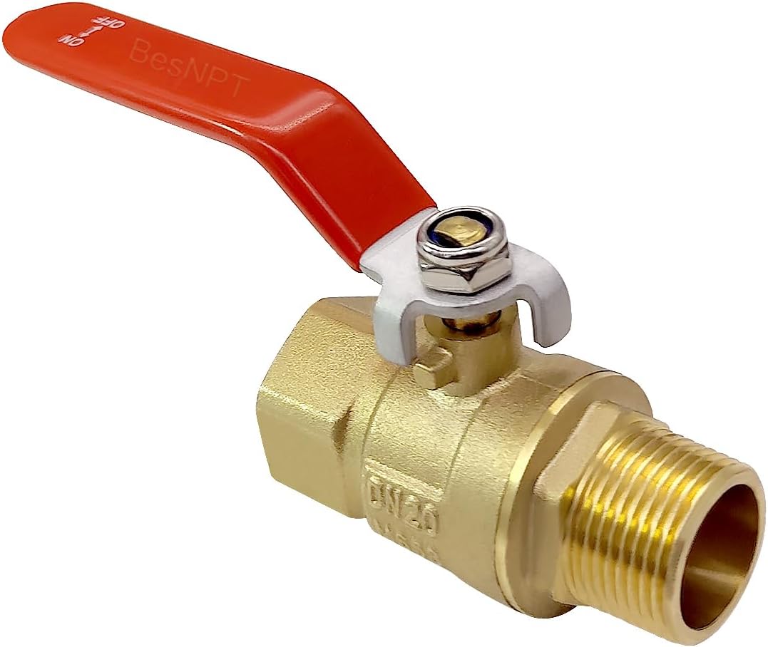 Brass 3/4" NPT Male to 3/4" NPT Female Shut-Off Ball Valve