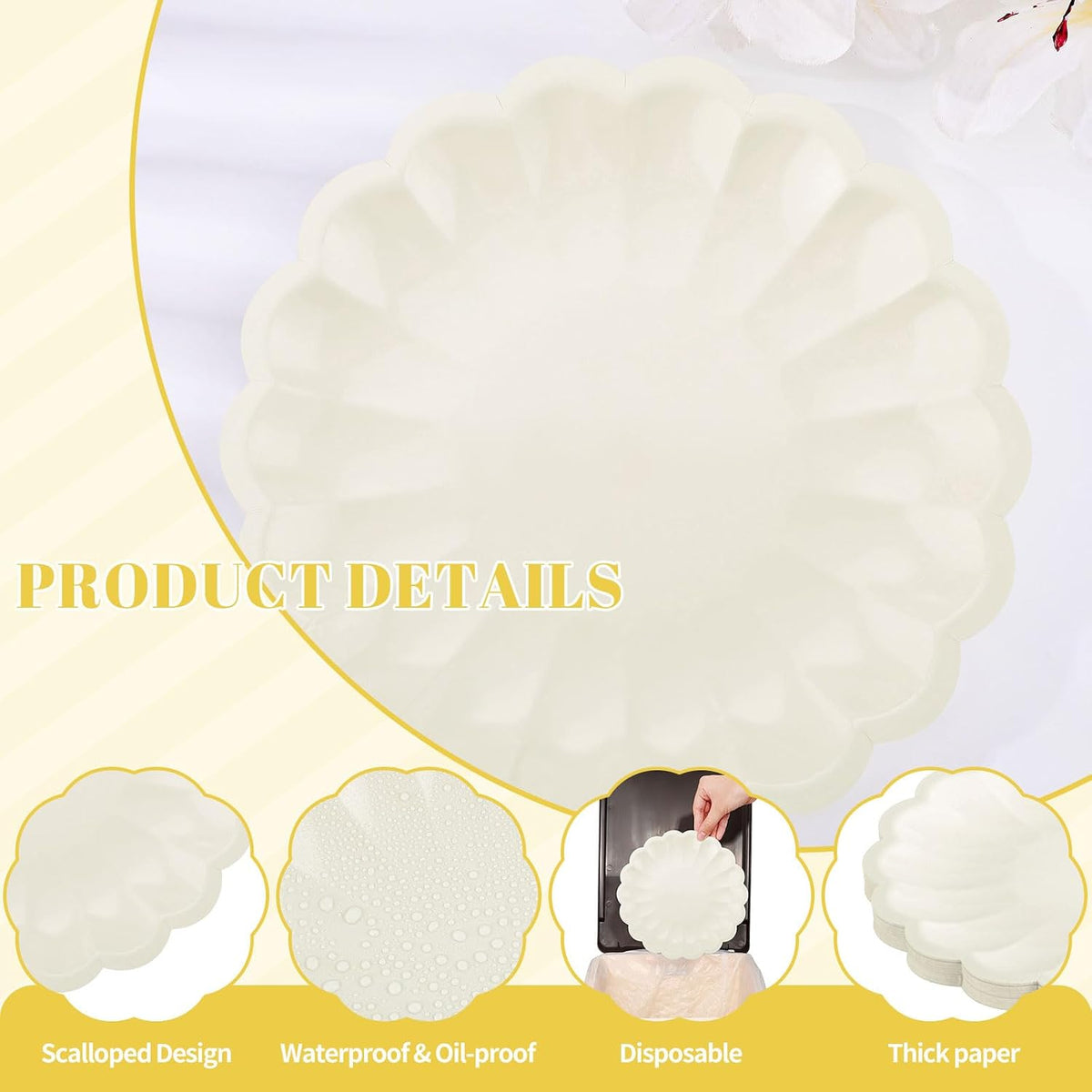 30 Pcs Ivory Paper Plates 9.5 In Scalloped Party Plates Disposable