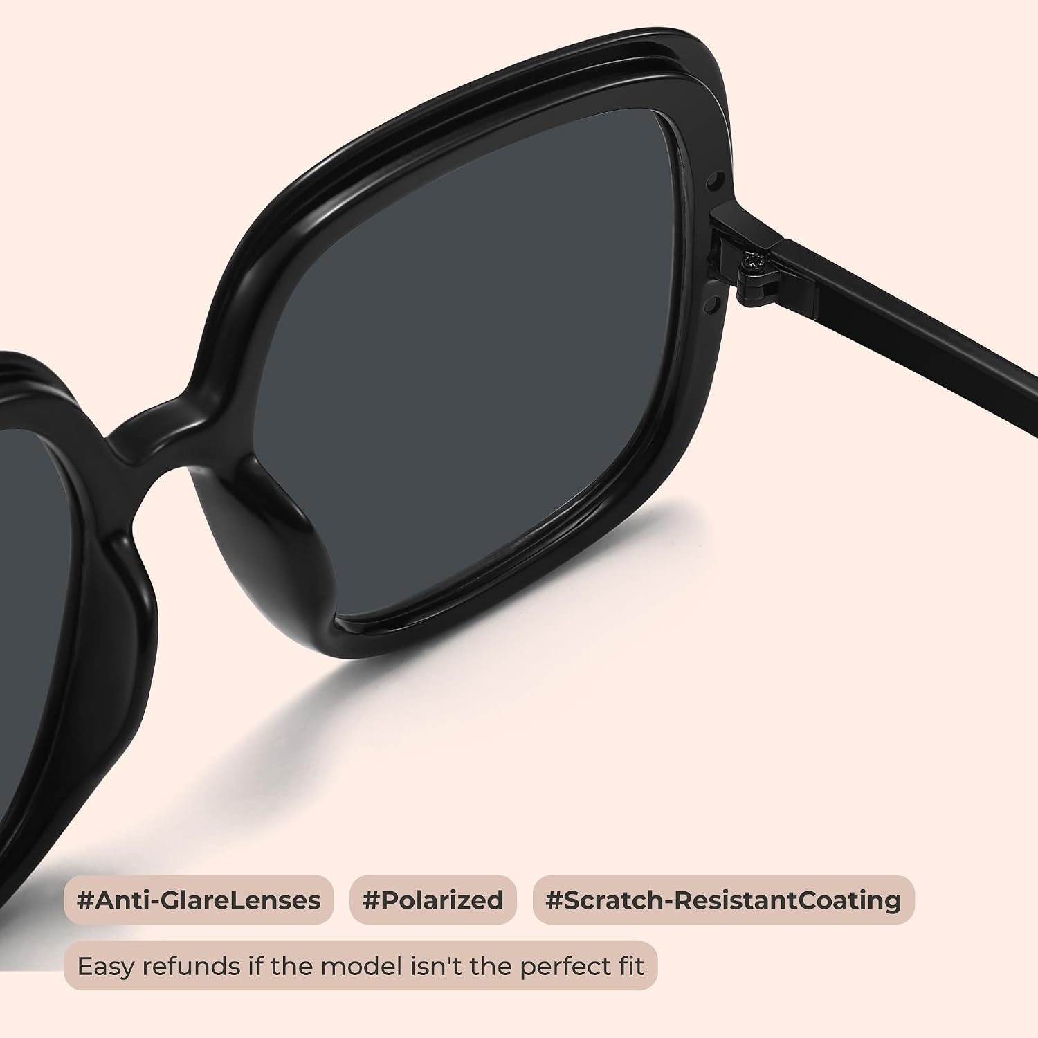Oversized Polarized Sunglasses Women, Trendy Retro Sun Glasses for Women 2025, Oversized Shades
