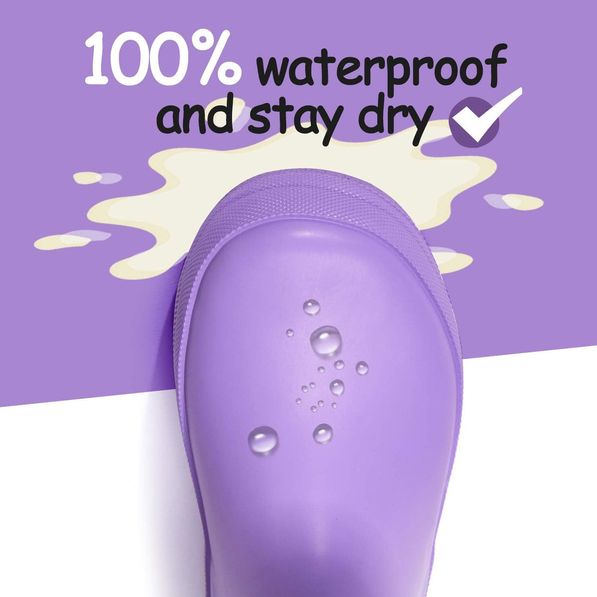 Kids Rain Boots, Waterproof Rubber Boots with Easy-on Handles | Pull on, Slip-resistant, Double Handles