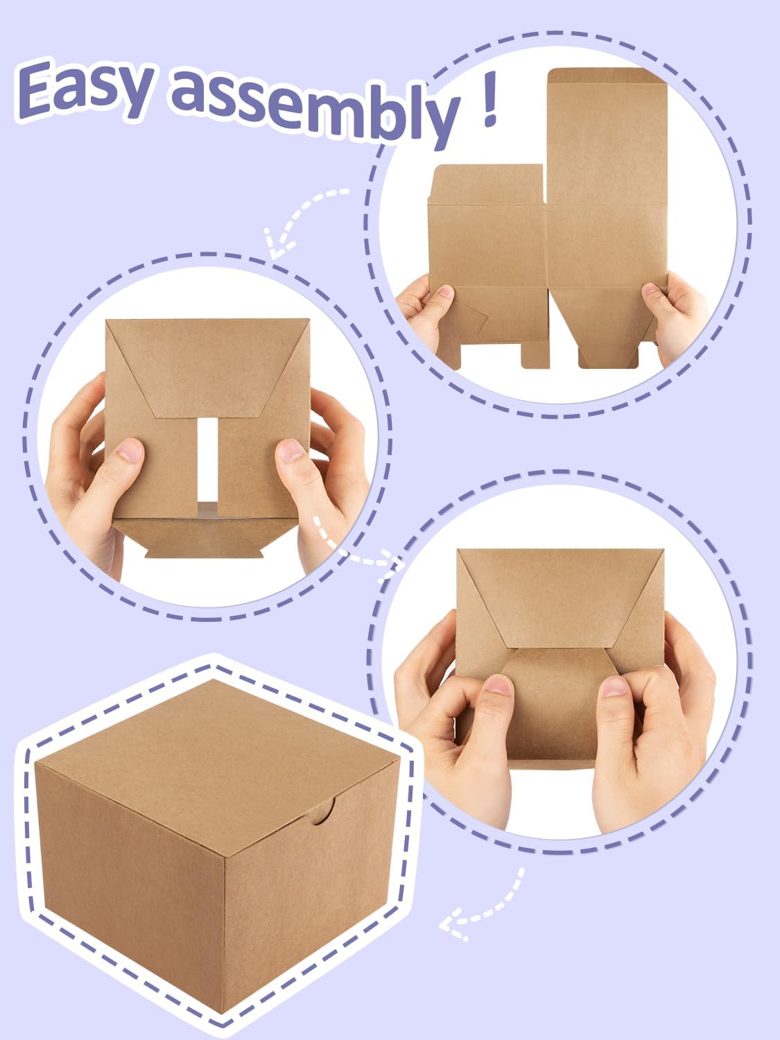 Gift Boxes 4x4x4 25 Pack Brown Kraft Paper Box with Lids