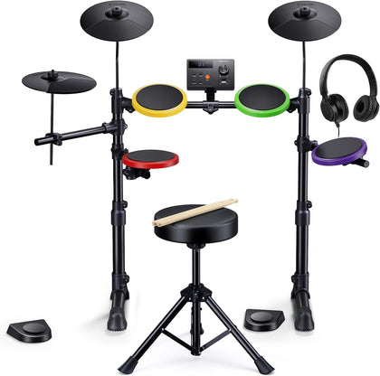 DED-70SE Electric Drum Set for Kids, Electronic Drums with 4 Quiet Silicone Pads, 9" Cymbals, 150 Sounds, 15 Kits