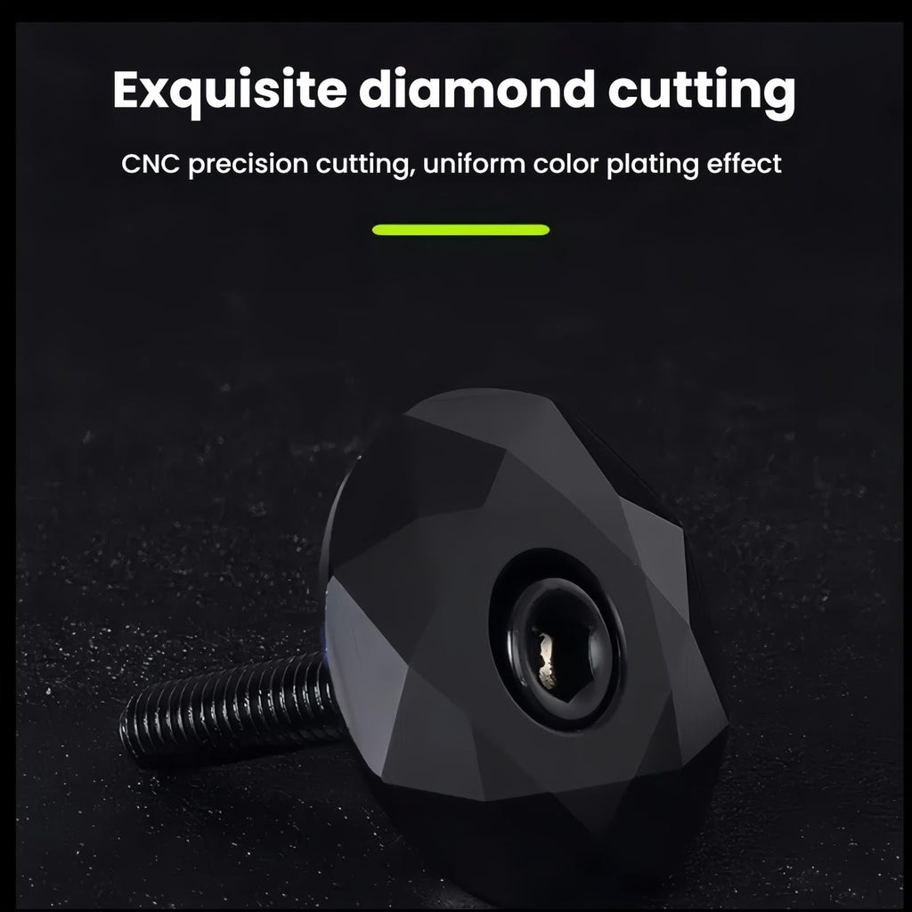 Diamond-Cut Bicycle Stem Headset Top Cap, Black