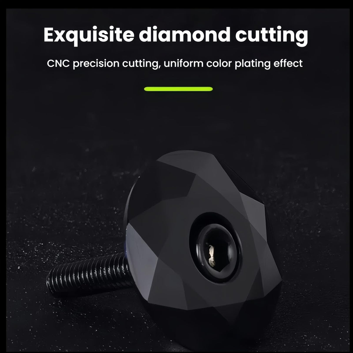 Diamond-Cut Bicycle Stem Headset Top Cap, Black