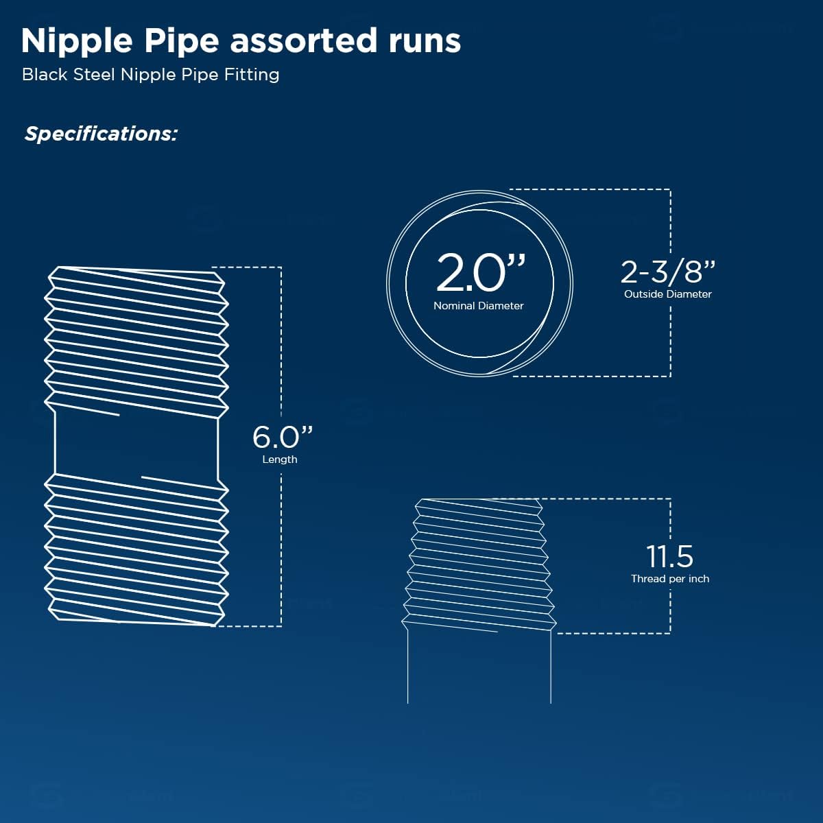 Everflow Supplies NPBL2055-5 Black Nipple Pipe