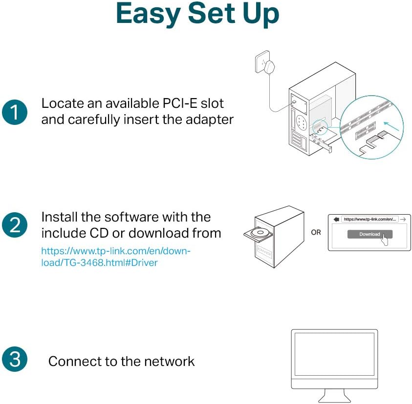 TP-Link 10/100/1000Mbps Gigabit Ethernet PCI Express Network Card, Win10/11
