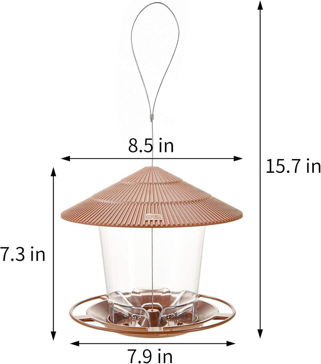 Bird Feeder Outdoor Hanging for Wild Bird Seed, Brown