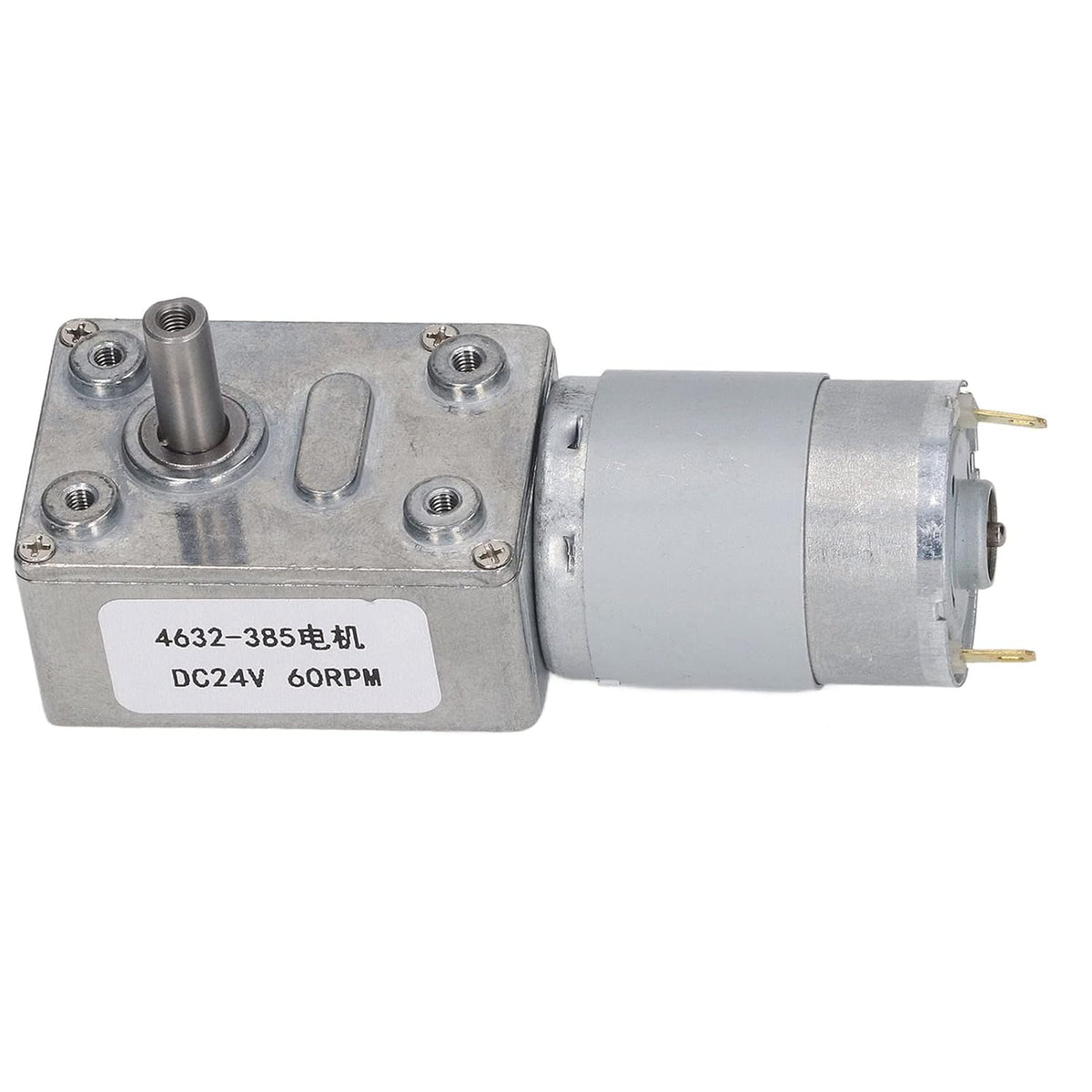 60 RPM 24V DC Rectangular DC Gear with Self Locking Function - Perpendicular Output Shaft Speed Reduction Geared Motor Made of Aluminum and Brass for Window Openers