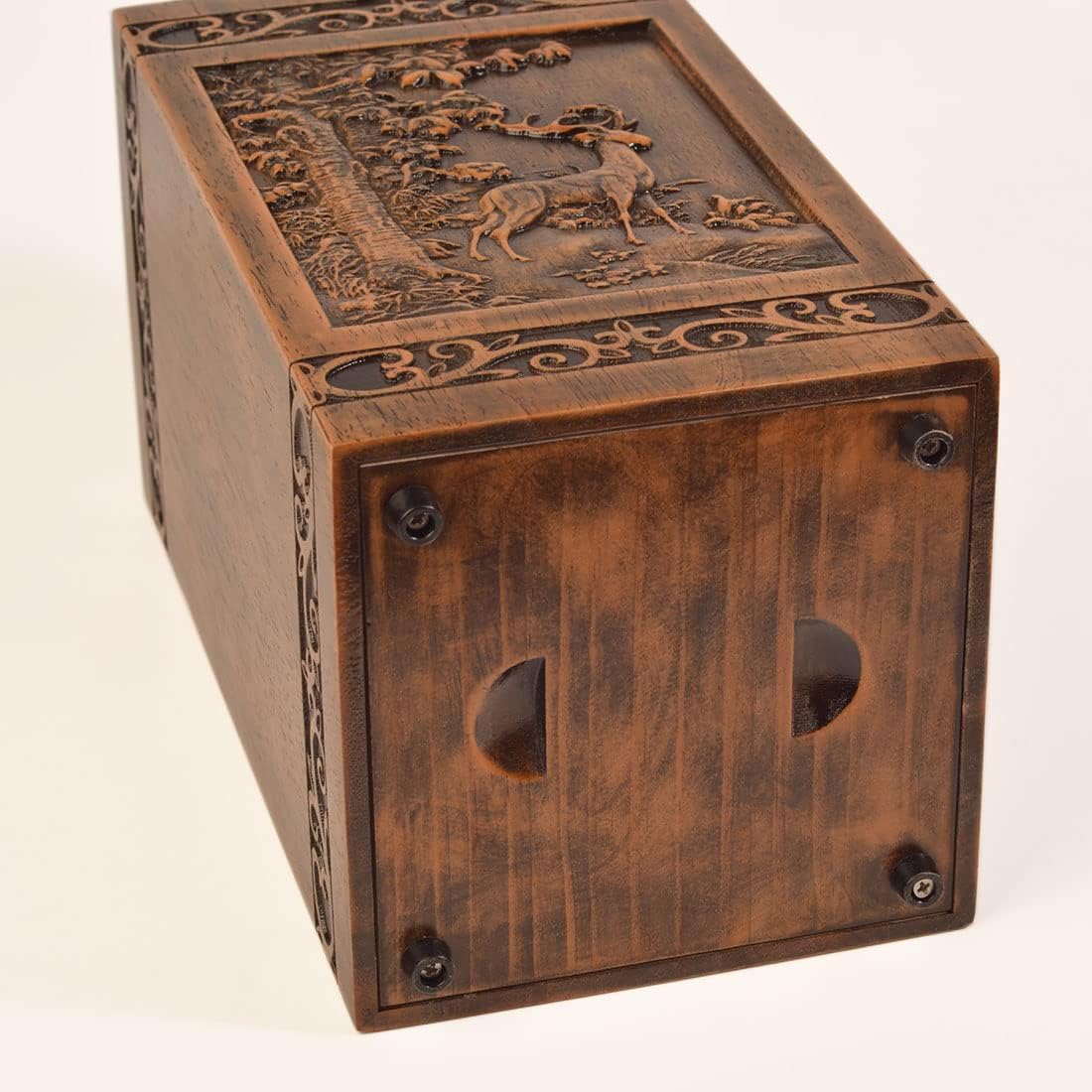 Wooden Cremation Urn for Human Wood Ashes Decorative Box Funeral Urns for Adult Male Female with Satin Bag Burial or