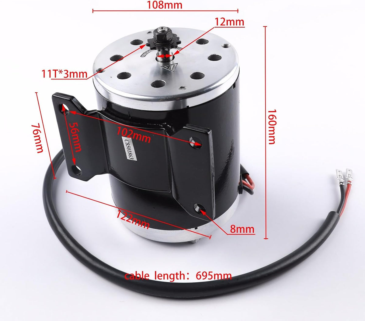 MY1020 24V 500W Brushed Electric Motor for Scooters, Mini Bikes, Quads, Go-Karts, and E-Bikes