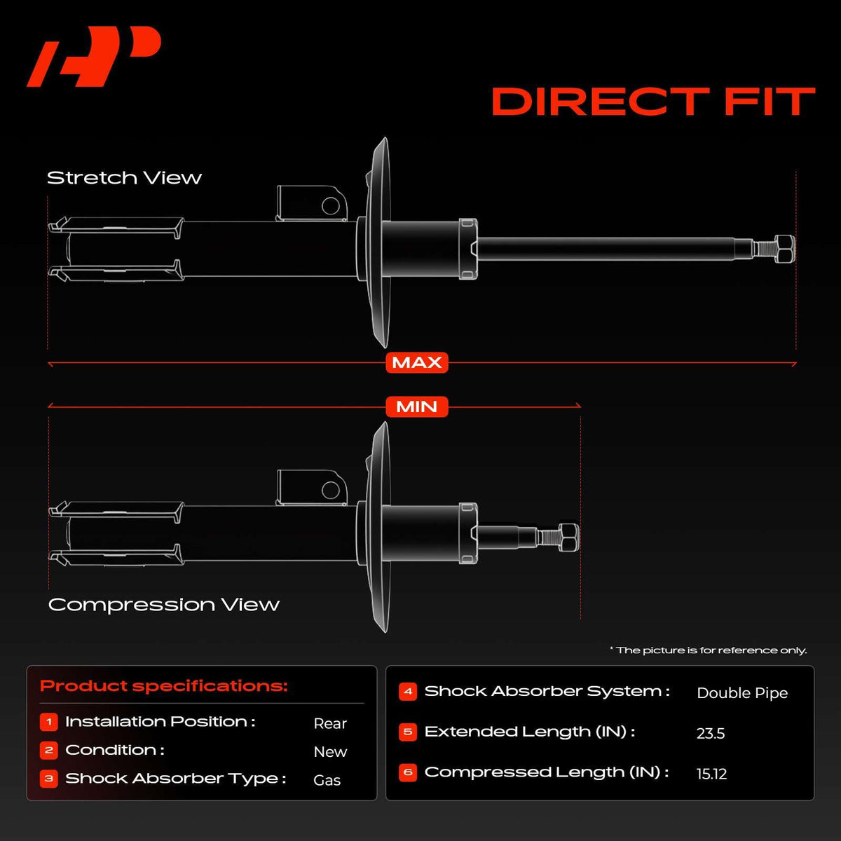 A-Premium Rear Bare Struts Without Coil Spring Compatible with Nissan