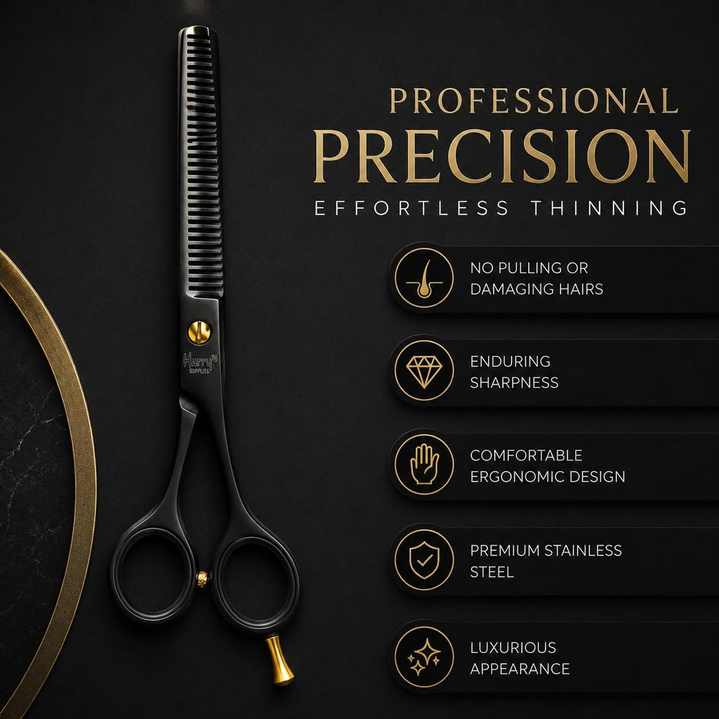 Hair Cutting Scissors Shears Razor Edge Kit – Harry’s Supplies 7” Professional Barber Shears with Thinning Shears