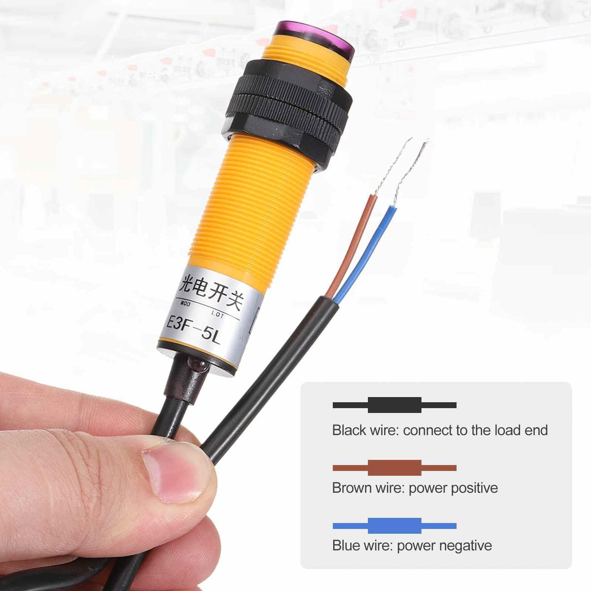 MECCANIXITY 2Pcs E3F-5DN2/5L Photoelectric Sensor Detection Distance 5M