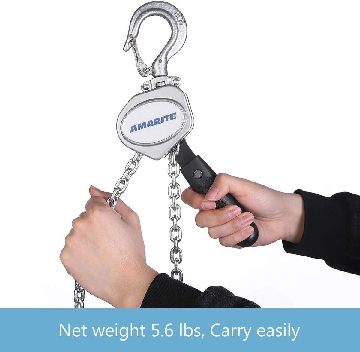 Mini Lever Chain Hoist, 1/2 Ton/1100 lbs, 5 ft Lift, 5.8 lb | CE certified, EN 13157 compliant, 1.5x load tested