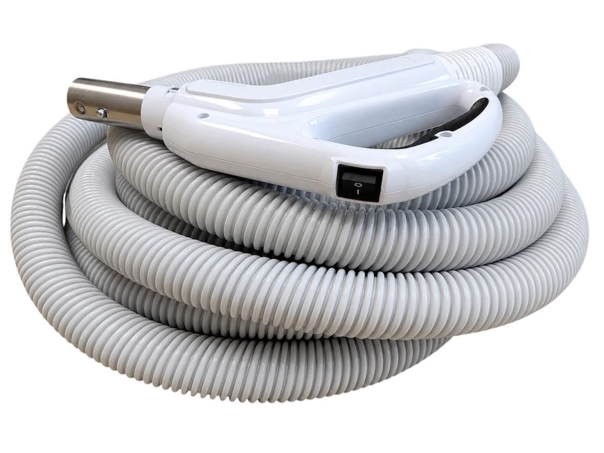 Universal Central Vacuum 35 ft Low Voltage Hose, ON-Off Switch Control-Compatible with Most Central Vacuum Inlets