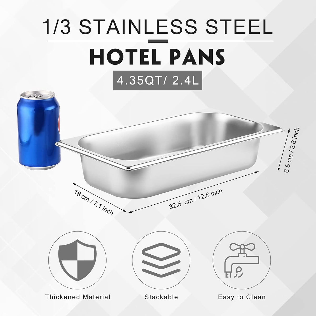 10 Pack Stainless Steel Steam Table Pans
