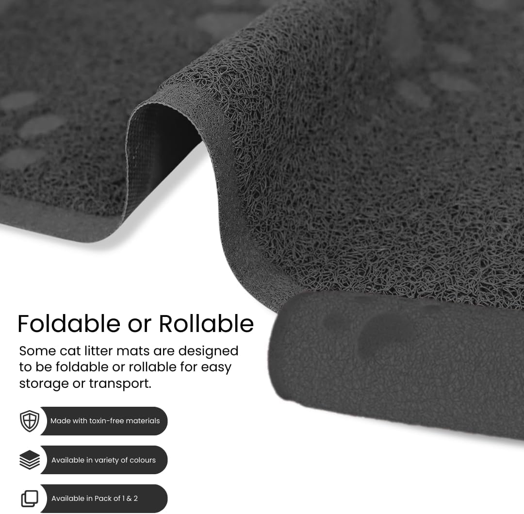Andalus Small Cat Litter Mat, Pack of 1 - Waterproof, Non-Slip & Easy to Clean Cat Litter Box Mat for Extra Efficient