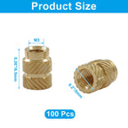 ZOCCVI Brass Threaded Inserts, M3x6.5x5mm, 100 Pcs