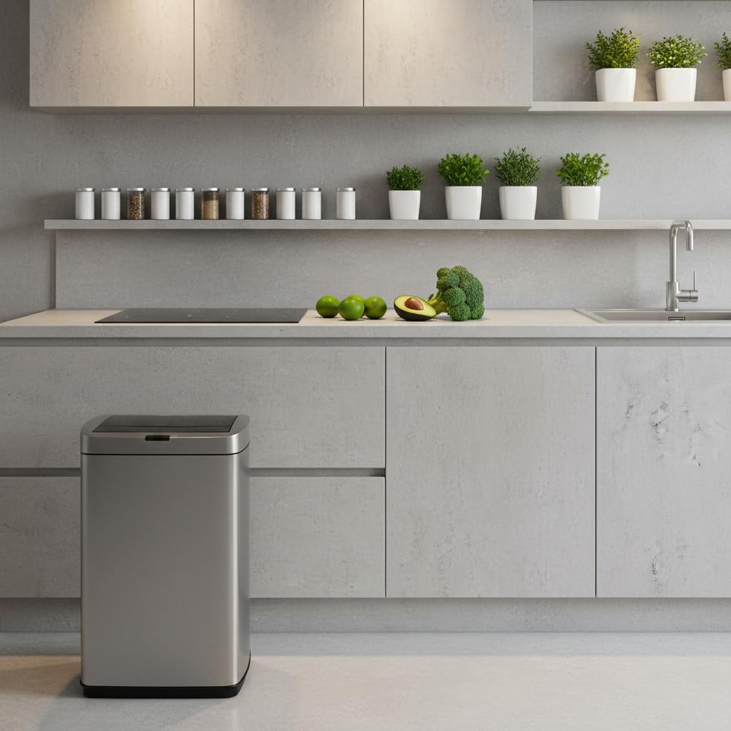 13.2 Gallon Trash Can with Lid Motion Sensor, 50 Litre Brushed Stainless Steel Kitchen Trash Can Automatic with 10