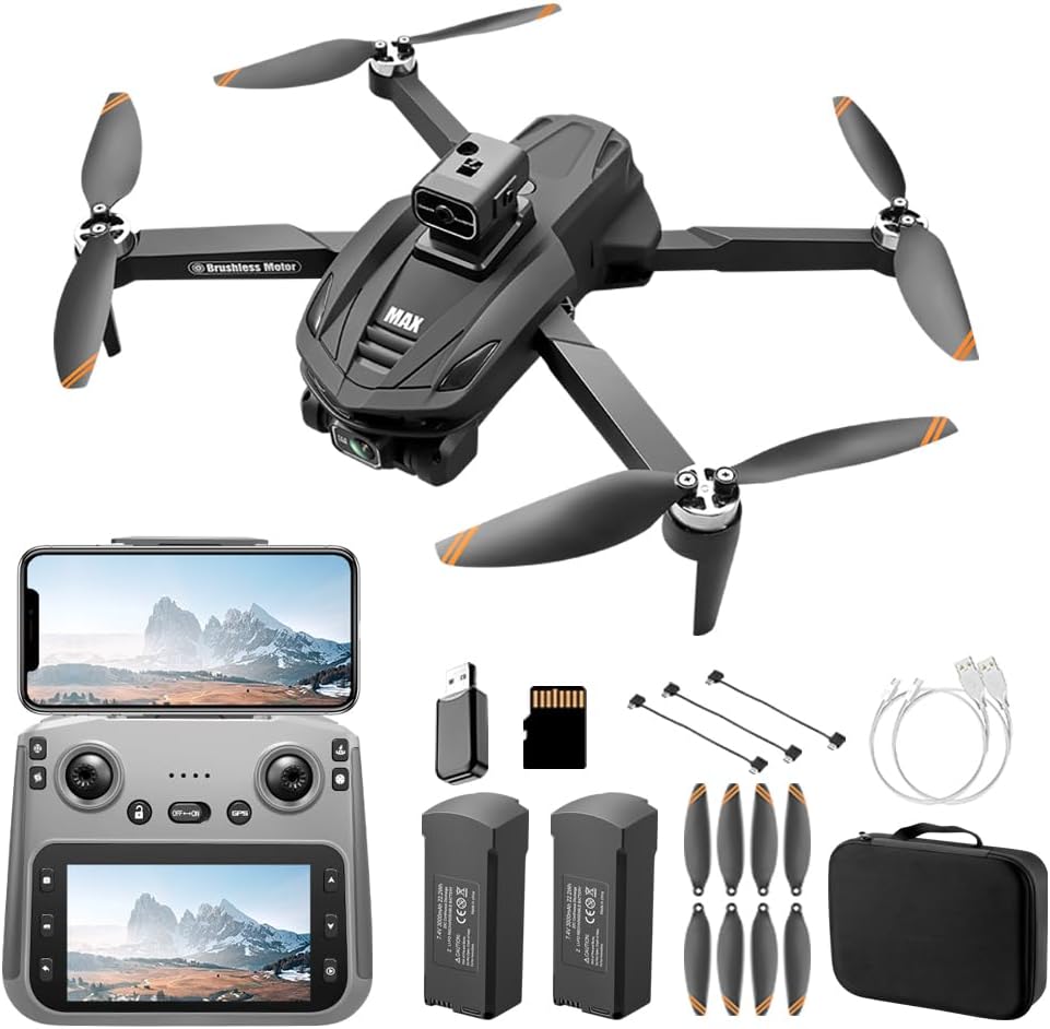 V168 Pro MAX GPS Drones with Camera for Adults 4K, RC Drone with 4.5" HD Screen on Controller, 60 Mins Flight, Long