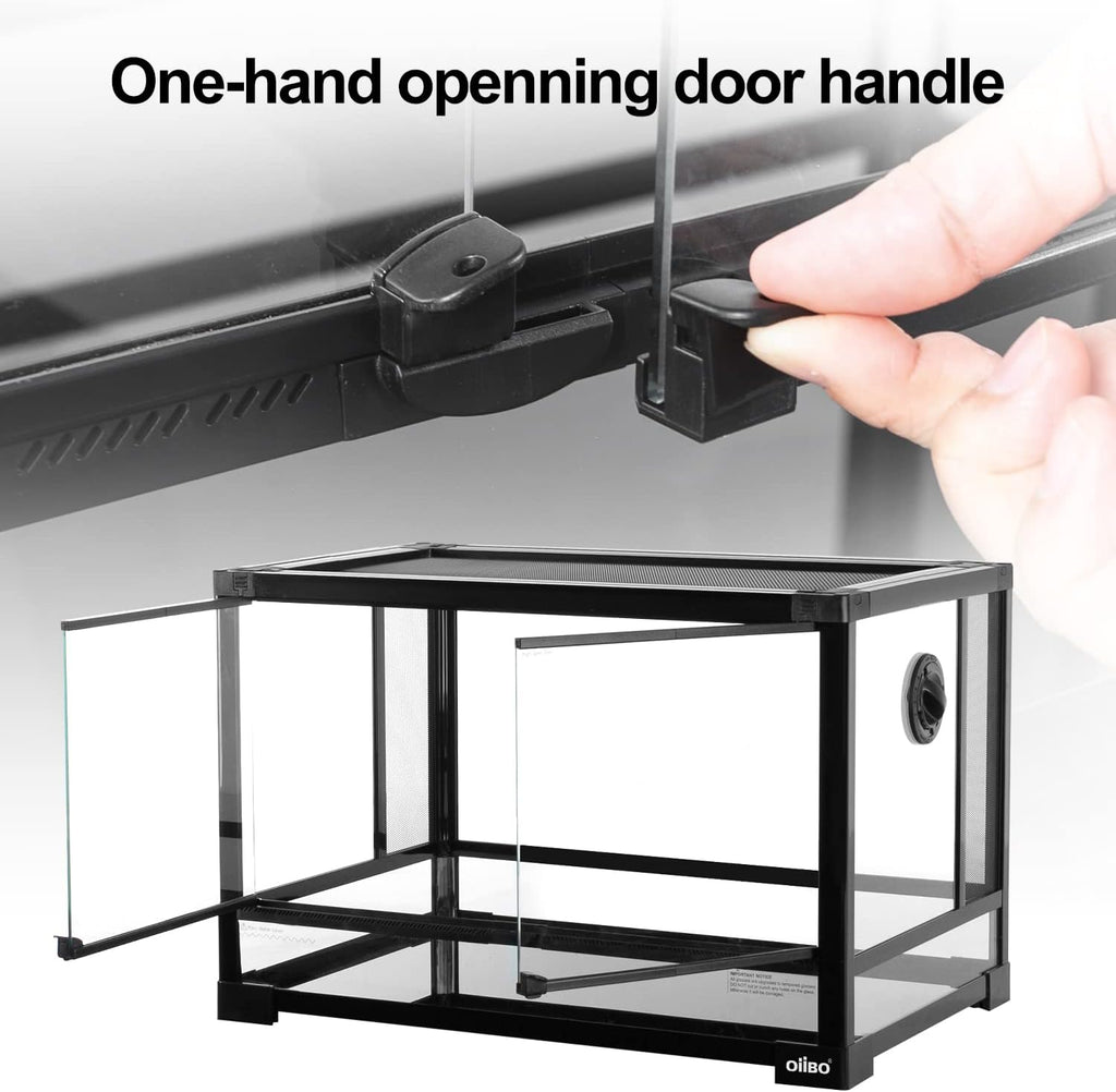 Full Vision Glass Reptile Terrarium 27 Gallon, Double Hinge Door with Screen Ventilation Reptile Tank 24"x16"x16"