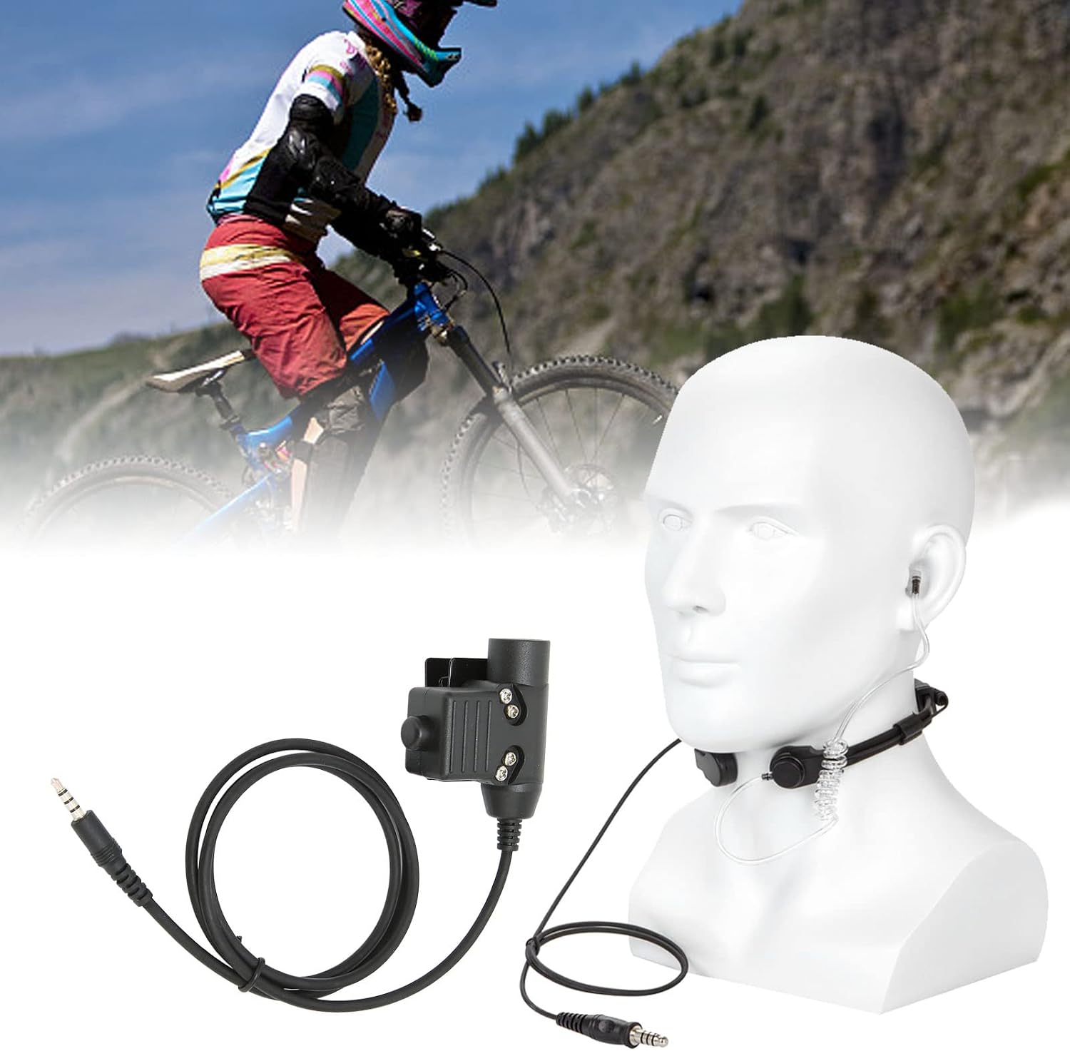 Throat Mic Headset, 7.1mm Telescopic Throat Vibration Microphone U94 PTT Adjustable 2 Way Radio Walkie Talkie
