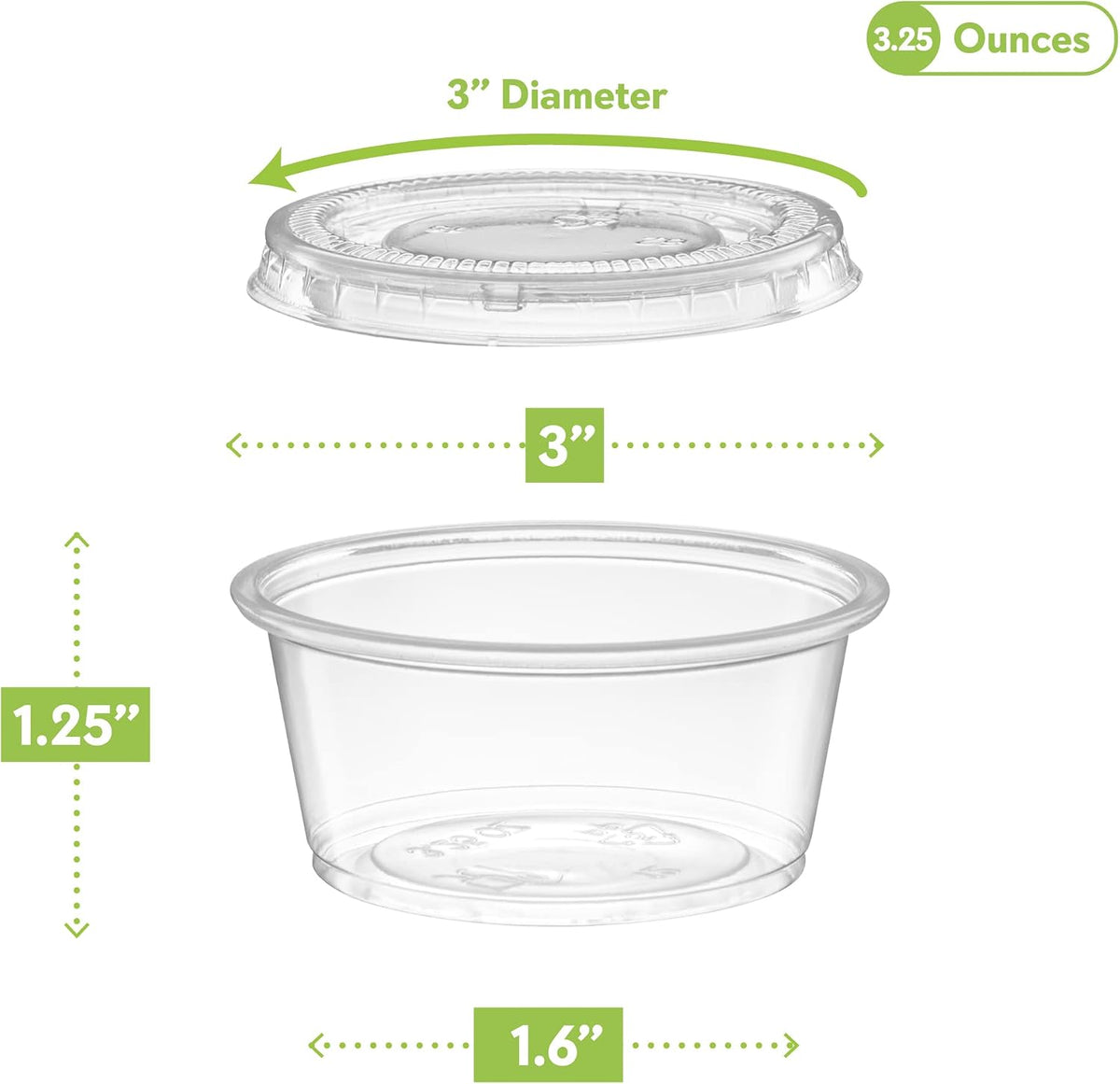 Clear Diposable Plastic Portion Cups With Lids, Small 3.25 oz - 100 Sets