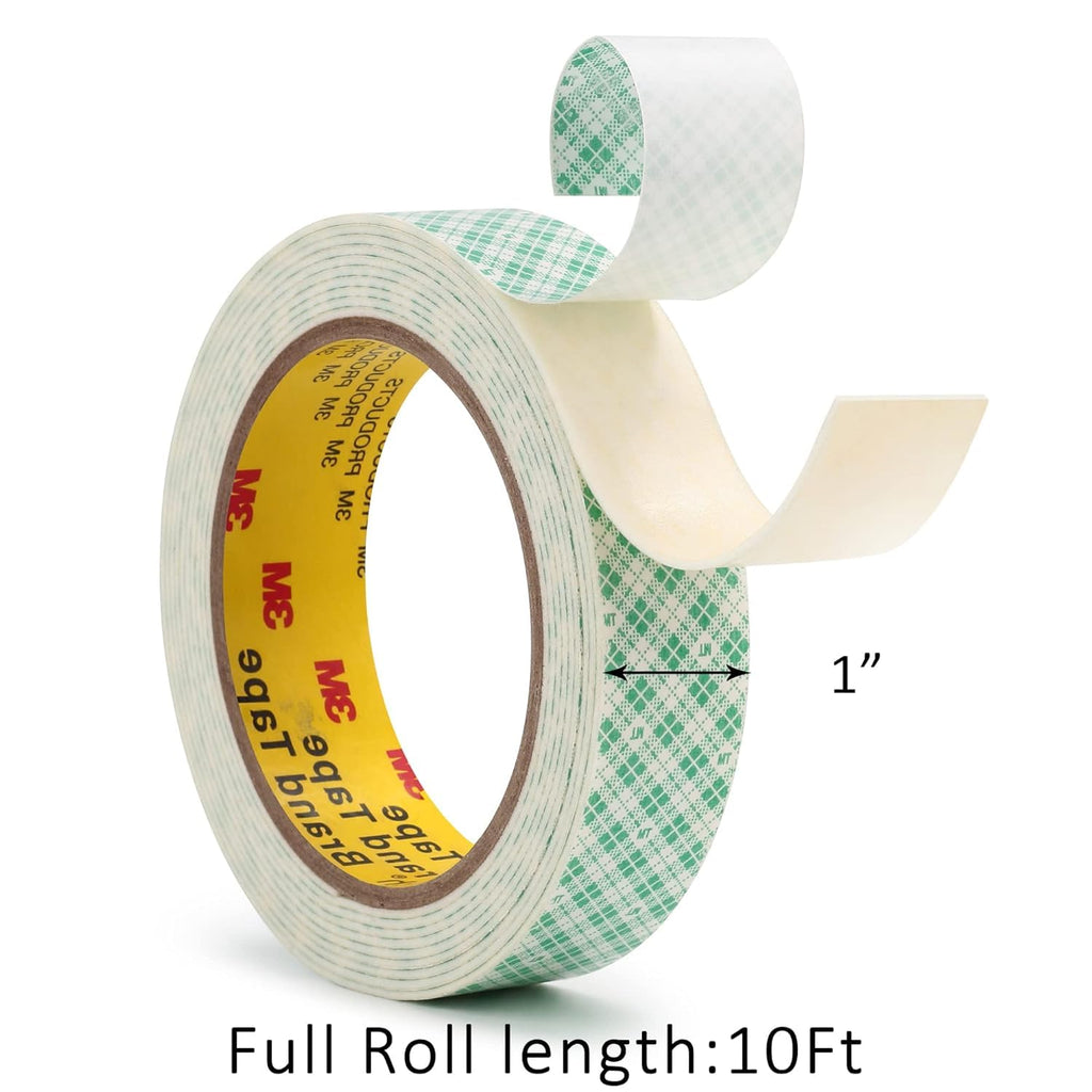 3M Double Sided Foam Tape 1" x 10Ft 1 Pack White Heavy Duty
