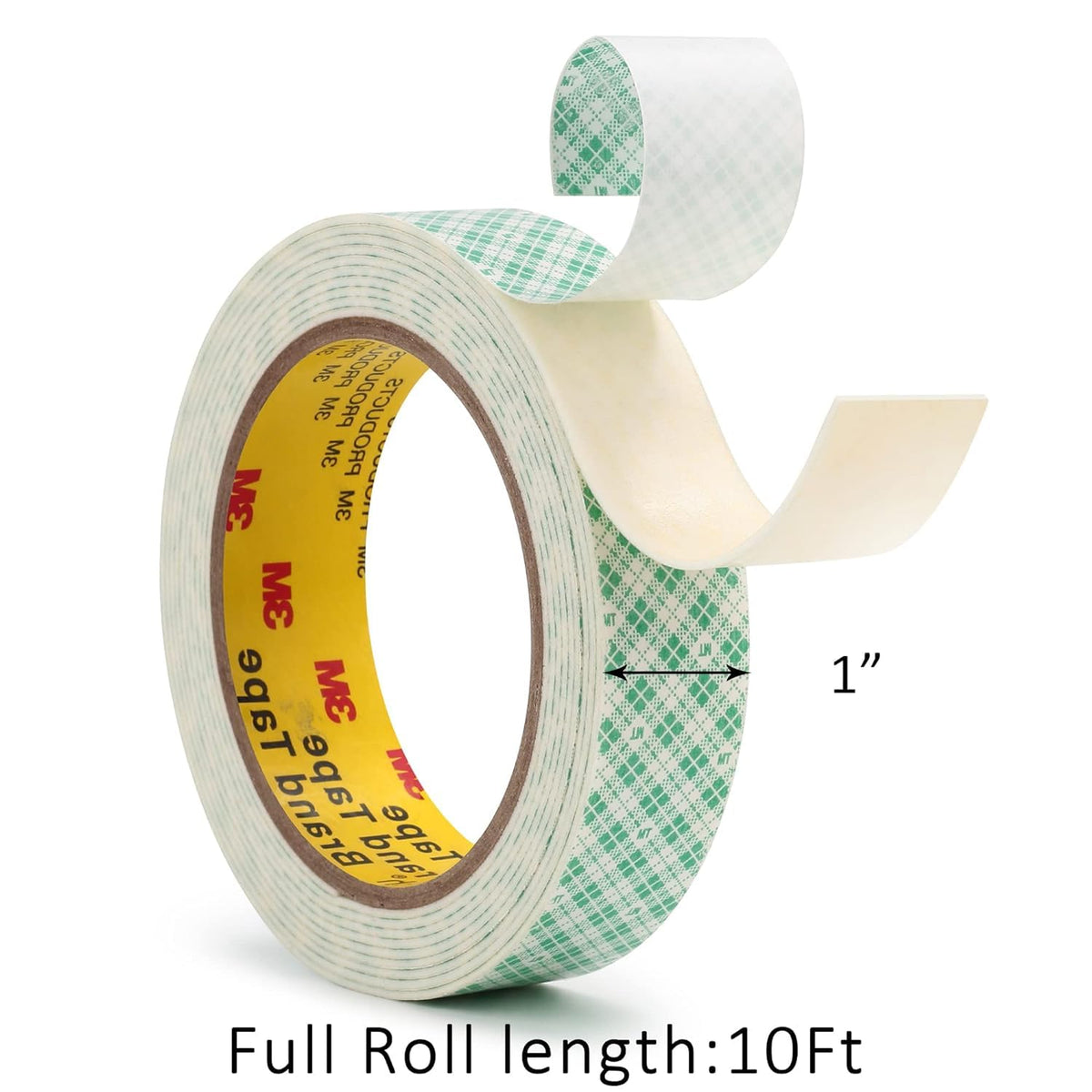 3M Double Sided Foam Tape 1" x 10Ft 1 Pack White Heavy Duty