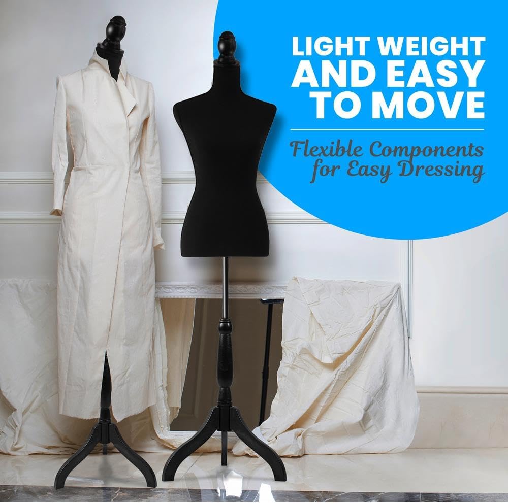 Female Torso Mannequin Display - Sturdy and Durable, Adjustable Dress Form (52-64"), Lightweight, Easy-to-Assemble
