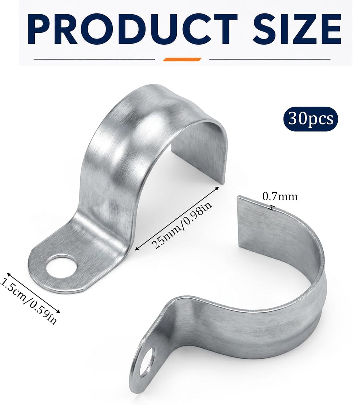 30-Pack 3/4" Conduit Clamp - Stainless Pipe Clamp, Single Strap for EMT