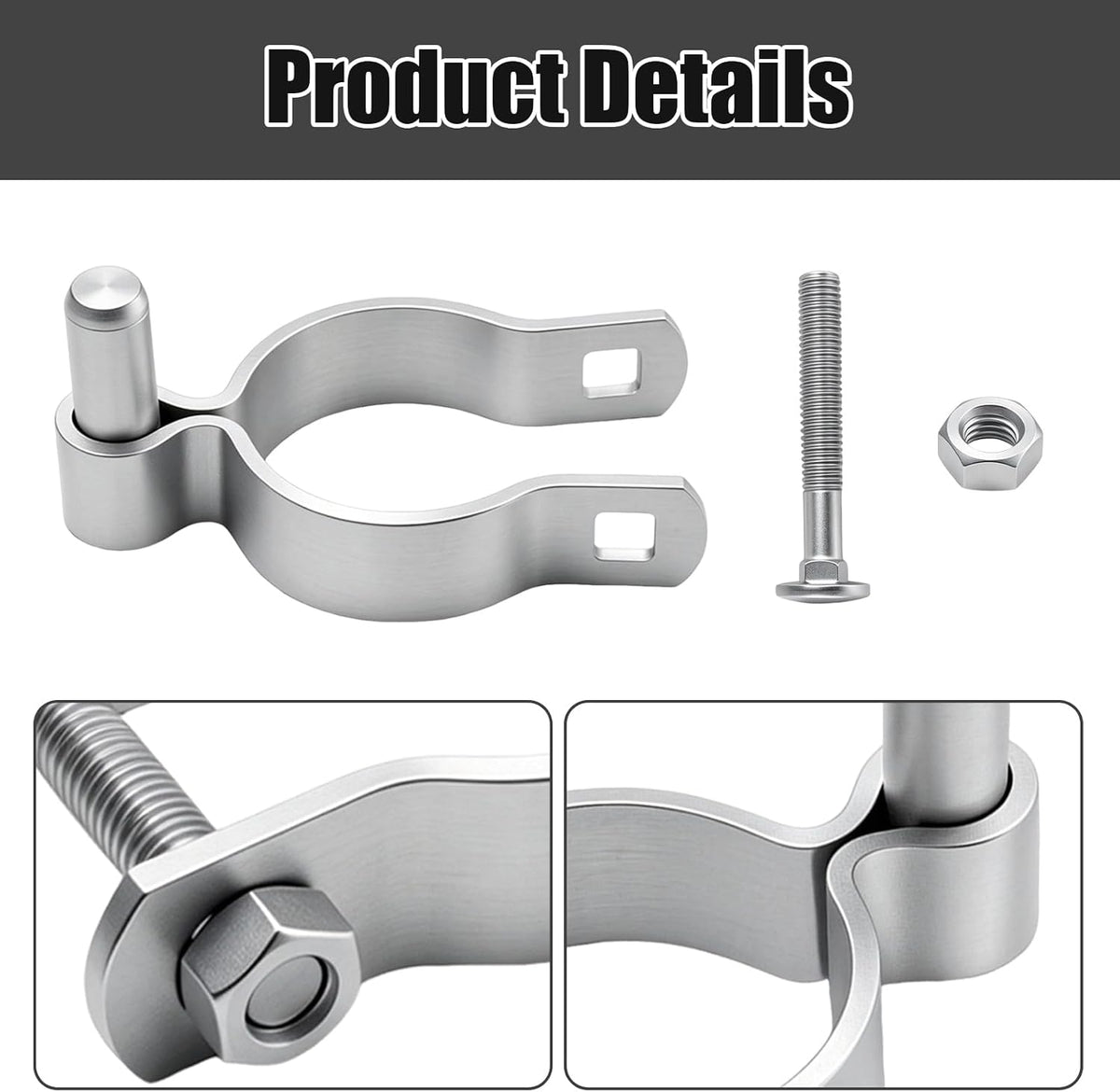 4pcs Chain Link Fence Gate Post Hinge for Outside Diameter Post/Pipe, Galvanized Chain Link Post Gate Hinge, Nut/Bolt Included (2-3/8 Inch)