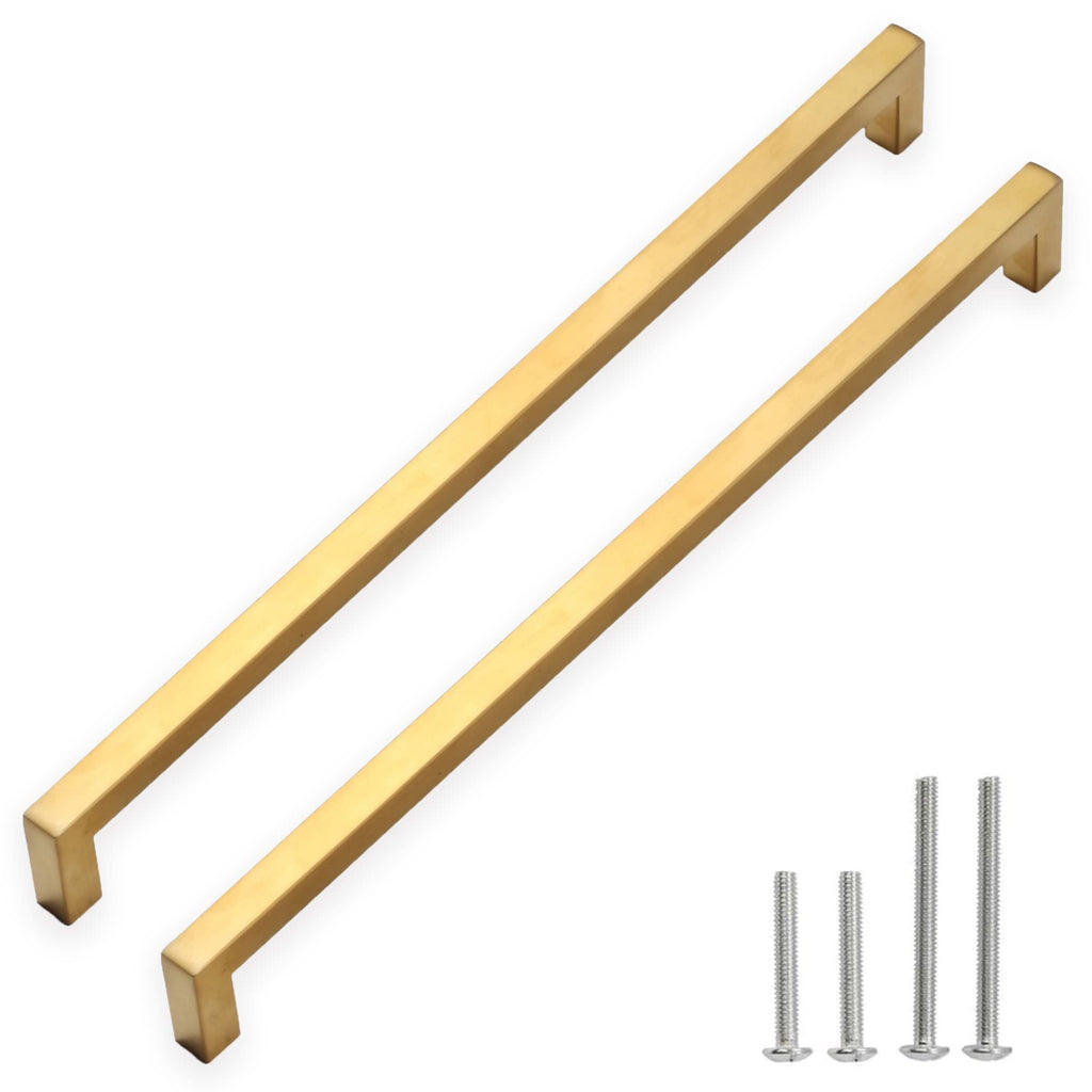 2 Pack 15 Inch Gold Cabinet Pulls, Square Drawer Handles