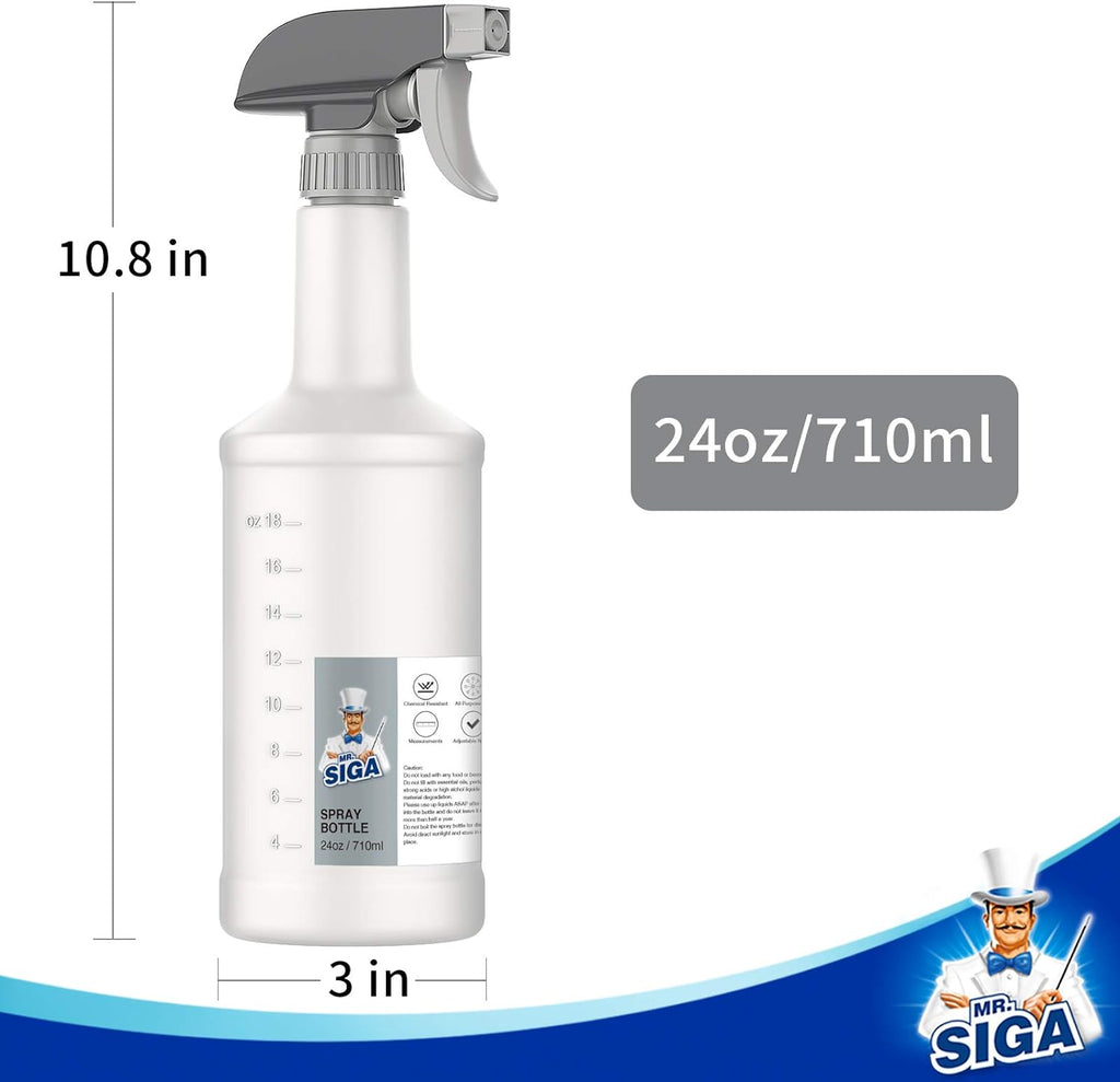 24 oz Empty Plastic Spray Bottles for Cleaning Solutions, Heavy Duty Household Reusable Spray Bottles with