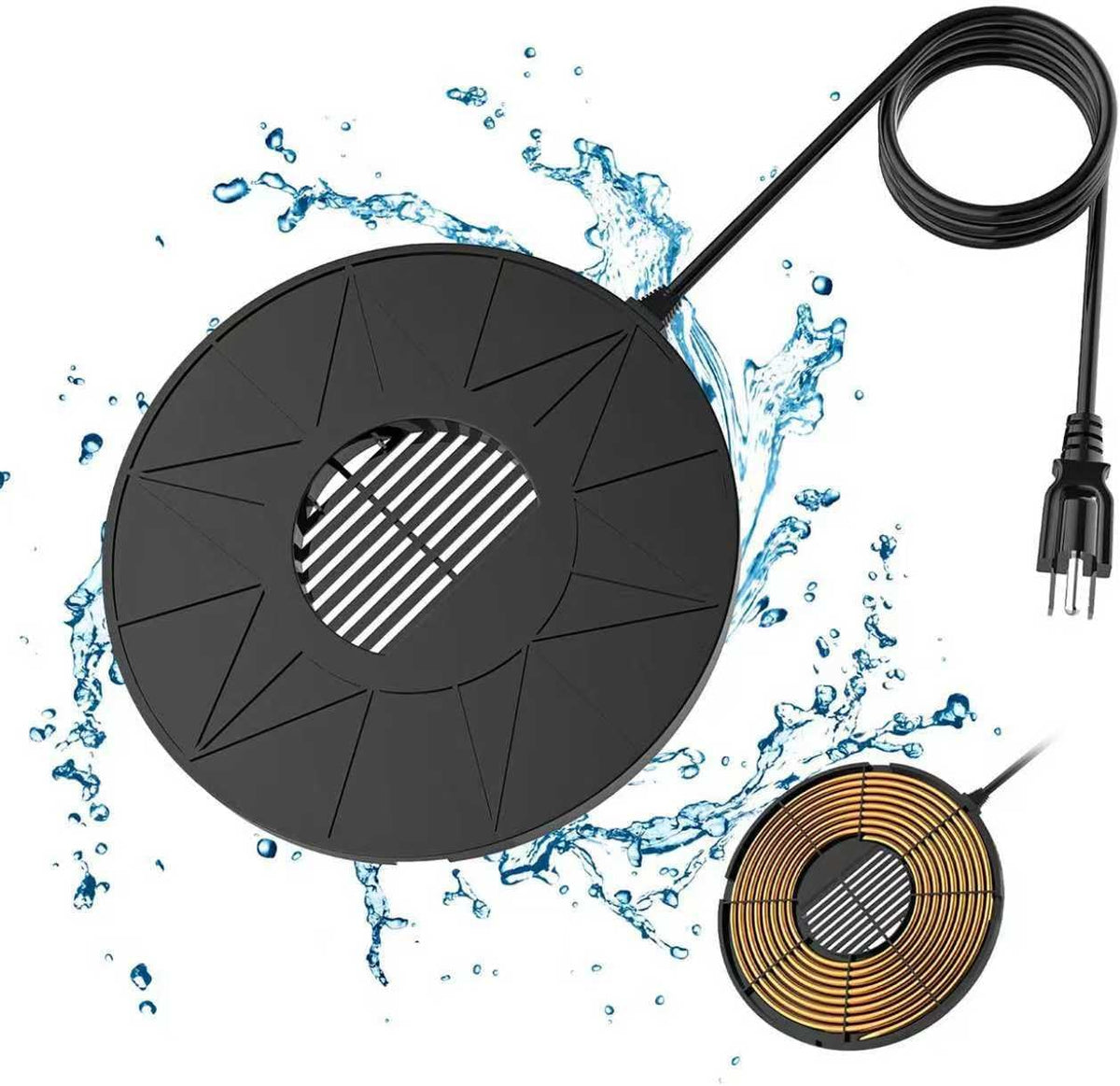 70W Bird Bath Heater for Outdoor in Winter, Heater Pond De-Icer with Thermostat,Chicken Water Heater Black