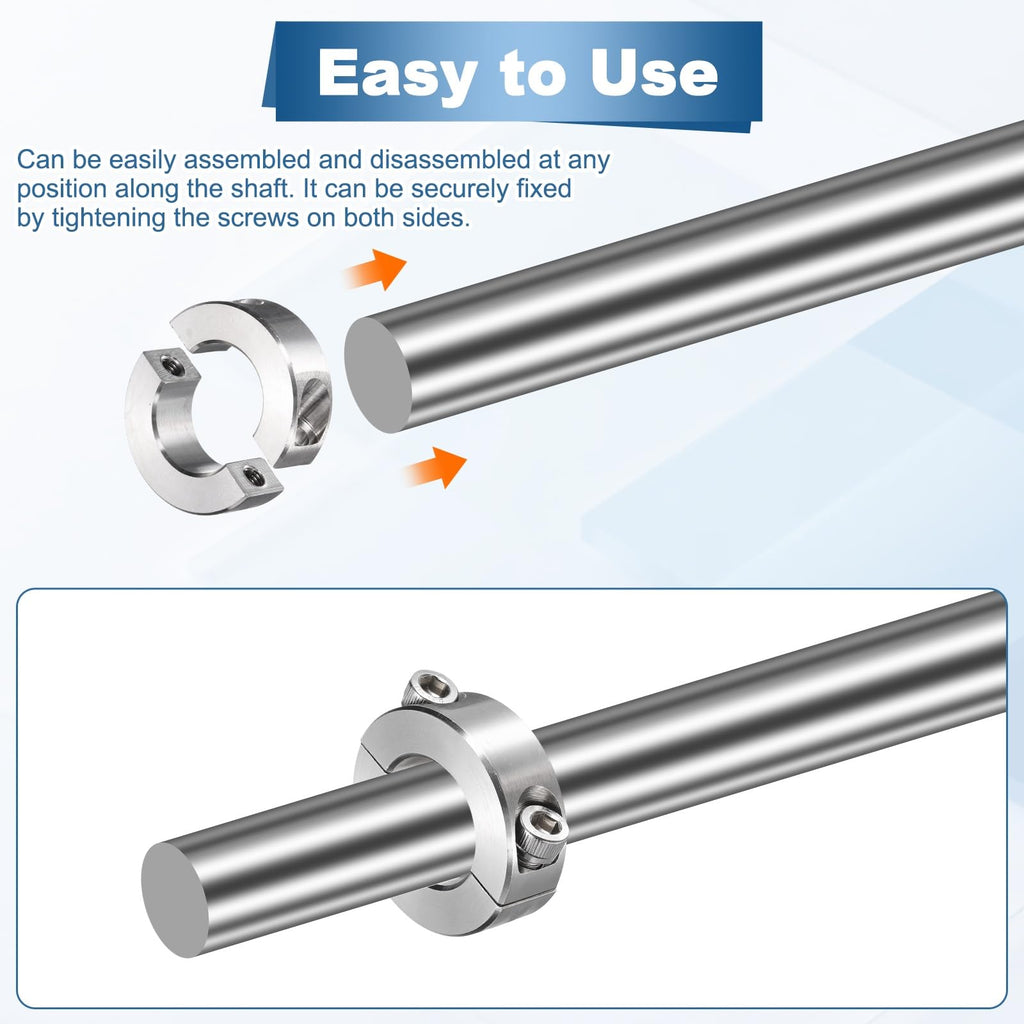 MECCANIXITY 2Pcs Double Split Shaft Collars 6mm Bore Clamping Collar Silver