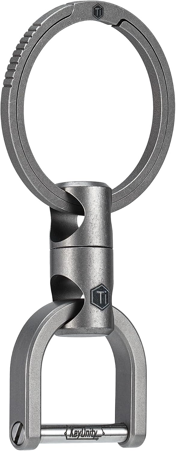 KM13 Swivel Keychain with D Ring Key Shackle, Titanium Rotatable Key Organizer