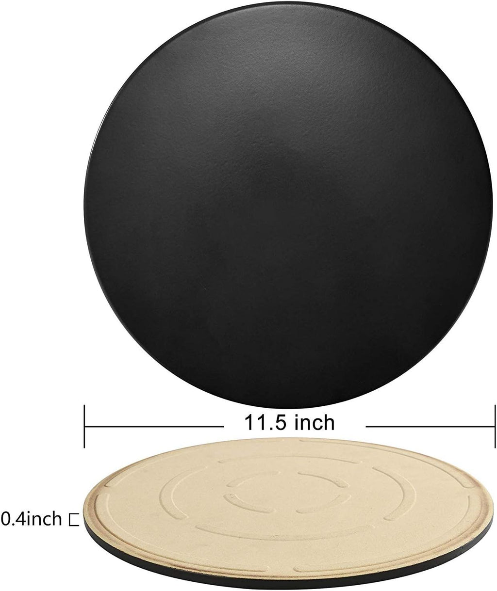 Cordierite Pizza Stone for Oven Grill - Round Baking Stone with Cleaning Brush, Glaze BBQ Pizza Stone for Bread and