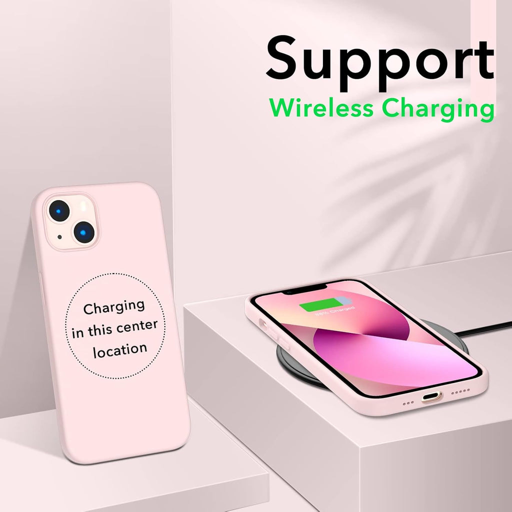 Compatible with iPhone 13 Case 6.1, Slim Liquid Silicone 3 Layers Full Covered Soft Gel Rubber Phone Case Protective